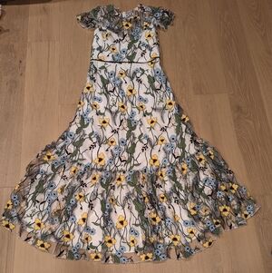 Floral Maxi Dress with Yellow and Blue Flowers